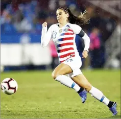  ?? — AFP photo ?? Alex Morgan of the US plays during the Concacaf Women’s Championsh­ip final at Toyota Stadium in Frisco, Texas in this Oct 17 file photo.