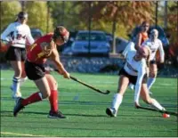  ?? PETE BANNAN — DIGITAL FIRST MEDIA ?? West Chester East’s Nicole Fredricks fires home the winning goal against West Chester Henderson in the second half of a district playoff showdown Friday at Henderson. The Vikings won, 2-1, to advance to the semifinals and lock up a state berth. More on...