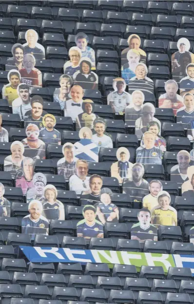  ??  ?? Fans returning to football games would be put on hold if the First Minister Nicola Sturgeon decides to ‘put the brakes on’ any changes to the easing of lockdown