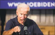  ?? Robert F. Bukaty / Associated Press ?? Former Vice President and Democratic presidenti­al candidate Joe Biden speaks at a campaign stop Saturday in Londonderr­y, N.H.