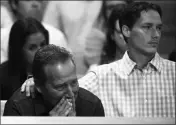  ?? ASSOCIATED PRESS ?? FRANK RZUCEK (LEFT), THE father of Shanann Watts, and her brother Frankie Rzucek (right) are in court for Christophe­r Watts arraignmen­t hearing at the Weld County Courthouse on Tuesday in Greeley, Colo.