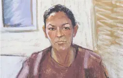  ?? (Jane Rosenberg/Reuters) ?? AN ARTIST’S sketch shows Ghislaine Maxwell in New York’s Manhattan Federal Court last July, when she was denied bail for her charges in recruiting and abusing minor girls.