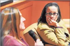  ?? File photo ?? Panelist Kathy Flaherty fields questions during a 2014 symposium at Quinnipiac University.