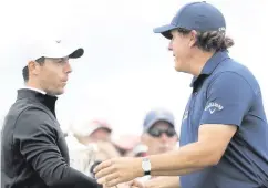  ??  ?? Laughed off: Rory McIlroy with Phil Mickelson at the US Open