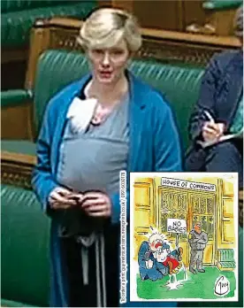  ?? GETTY ?? Well-behaved: Stella Creasy with her son Pip in the Commons chamber