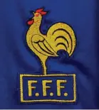  ??  ?? A football shirt of the French Football Federation, dated 19801982, featuring the Gallic rooster.