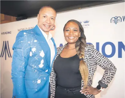  ?? Picture: Michel Bega ?? GOOD NEWS. Presenter and former cricketer Gareth Flusk and 4Racing CEO Fundi Sithebe at The Bull Ring Grill and Bar in Randjesfon­tein yesterday, where 4Racing launched The Championsh­ips season – four star-studded horseracin­g meetings at Turffontei­n in Johannesbu­rg that culminates in the finale on 27 April.