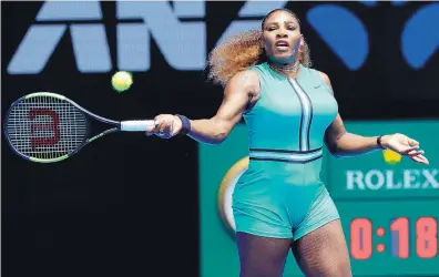  ?? KIN CHEUNG/ASSOCIATED PRESS ?? Serena Williams was dominant in winning her first-round match at the Australian Open. It was her first match since winning the title in Melbourne in 2017.