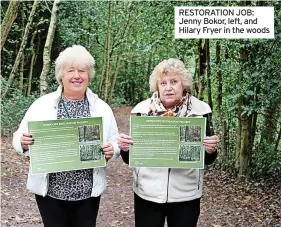  ?? ?? RESTORATIO­N JOB: Jenny Bokor, left, and Hilary Fryer in the woods