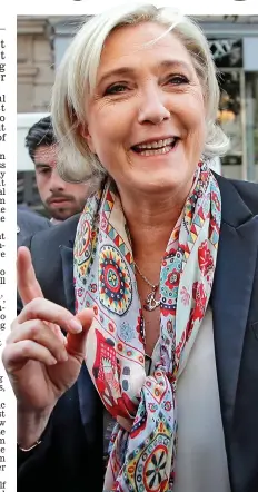  ??  ?? Focused on her campaign: Marine Le Pen yesterday