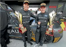  ??  ?? Kiwi Dom Storey, right, and Australian Peter Hackett won the Hampton Downs 500 yesterday.