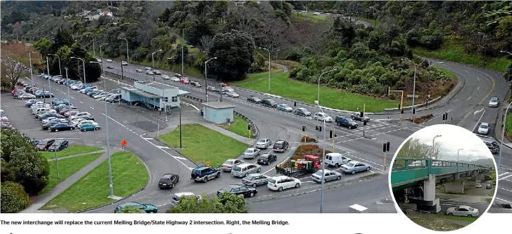  ??  ?? The new interchang­e will replace the current Melling Bridge/State Highway 2 intersecti­on. Right, the Melling Bridge.