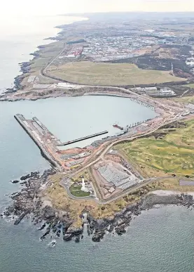  ??  ?? An aerial view of the new south harbour in Aberdeen