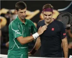  ?? © reuters ?? Novak Djokovic (17 majors) zit Roger Federer op de hielen.