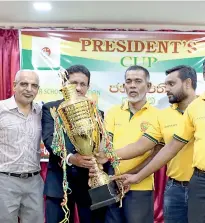  ??  ?? Launching of the President’s Cup (from left): M.H.M. Iqbal - Chairman Tournament Organising Committee, Haroon Ahamed- Patron Group of 80's, M.S.M. Faizaal-Principal Hameed Al Husseinie College, Lahir Saalih-President Group of 80's, M.B.M....