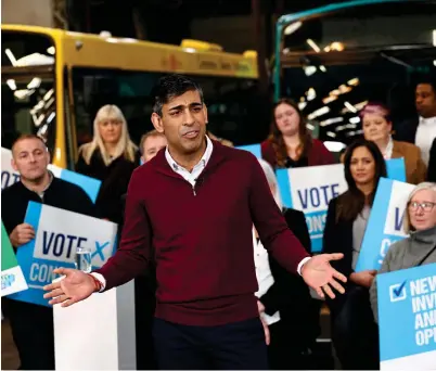  ?? ?? Rishi Sunak campaignin­g in Derbyshire last week; the Tories are expected to perform badly in the May elections