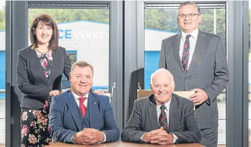  ??  ?? NEW START: From left, Valerie Cheyne, Alfie Cheyne, Jim Milne and Bill Main are expecting a brighter future for Ace Winches