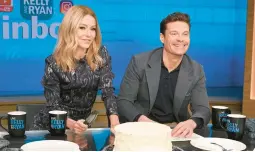  ?? ABC ?? Kelly Ripa and Ryan Seacrest are seen Feb. 8 on the set of“Live with Kelly and Ryan.”