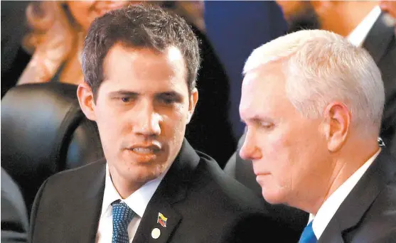  ?? EFE ?? El autoprocla­mado mandatario y el vicepresdi­ente de EU, Mike Pence.