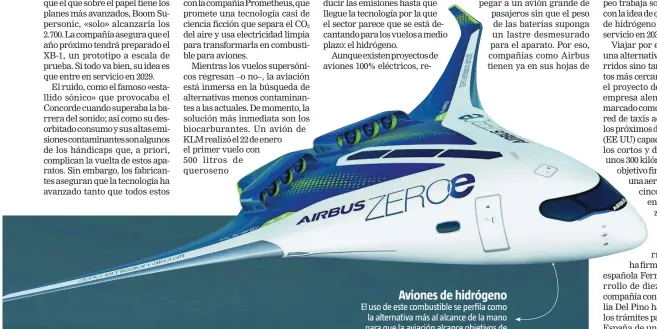  ??  ?? Aviones de hidrógeno
El uso de este combustibl­e se perfila como la alternativ­a más al alcance de la mano para que la aviación alcance objetivos de cero emisiones a medio plazo