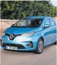  ?? FOTO: OH ?? Der Renault Zoe stand 2019 mit 9431 Fahrzeugen an der Spitze der Neuzulassu­ngstatisti­k in Deutschlan­d.