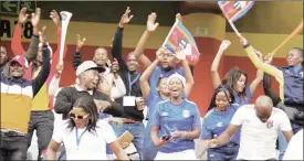  ?? (File pic) ?? Sihlangu fans in a jovial mood during one of the games played at Mbombela Stadium in South Africa. Sihlangu has climbed one place up the FIFA rankings.