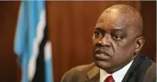  ?? ?? Mokgweetsi Masisi, Botswana’s president, speaks during an interview in Gaborone, Botswana, on Monday, May 14, 2018. Botswana is the world’s biggest diamond producer after Russia, and most of its gems are mined by Debswana, a 50-50 joint venture between the government and De Beers. Photograph­er: Waldo Swiegers/Bloomberg via Getty Images