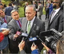  ?? AP ?? Senate Minority Leader Charles Schumer, D-N.Y., on Monday denounced any tax overhaul plan that eliminates the deduction for state and local taxes, which would hit his state particular­ly hard.