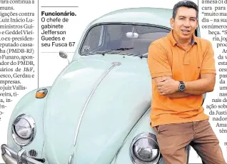  ??  ?? Funcionári­o. O chefe de gabinete Jefferson Guedes e seu Fusca 67