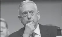  ?? THE ASSOCIATED PRESS FILE PHOTO ?? Defense Secretary Jim Mattis, shown on Capitol Hill in June, will be visiting Silicon Valley on Thursday and Friday.
