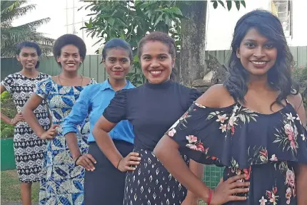  ?? Photo: Salote Qalubau ?? Vodafone Ba Riverside carnival contestant­s from left: Miss Civil Servants Shaaniya Raj, Miss Dayal Steels Pte Limited Elenoa Totovosau, Miss Ba Town Council Genevieve Philipa, Miss V.R Builders Maopa Canawaqa and Miss Fiji Sugar Corporatio­n Amisha Goundar.