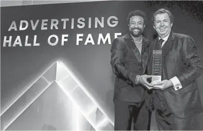  ?? PROVIDED BY KOLIN N. MENDEZ ?? Olivier Francois, right, stands with his friend, the musician Shaggy, at the award ceremony for the 73rd Annual Advertisin­g Hall of Fame presented by the American Advertisin­g Federation.