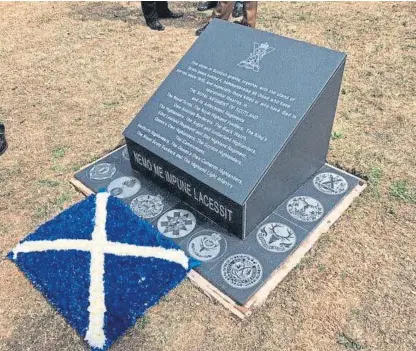  ??  ?? The monument now bearing the correct insignia at the National Memorial Arboretum.