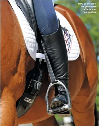  ??  ?? How your saddle fits your horse affects your leg position