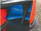  ??  ?? Blue winglets inside the front bumper are active aerodynami­c blades whose pitch is managed to balance the car’s downforce. If you don’t like this colour, they’re also available in orange or red.