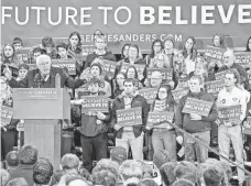  ?? ANDREW BURTON, GETTY IMAGES ?? Bernie Sanders campaigns in Rindge, N.H., on Saturday.