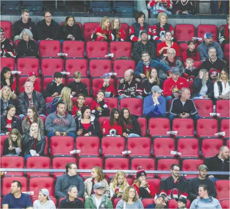  ?? ERROL MCGIHON ?? There were many empty seats in the Canadian Tire Centre when the Ottawa Senators played the Minnesota Wild on Oct. 14.