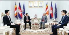  ?? CMAA ?? CMAA first vice-president Ly Thuch meets with Lao ambassador to Cambodia Buakeo Phumvongsa­y on February 5.
