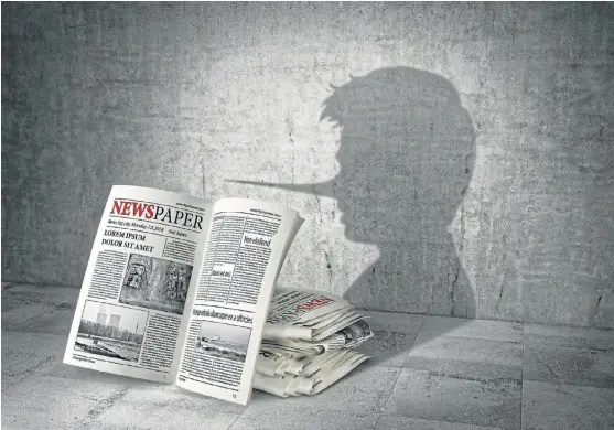  ?? /123RF ?? No nose for lies: Preventing state capture in the future may not be so easy when the public doesn’t know who or what to believe anymore. When one has the right expertise and analytical tools, it is easy to see how political party leaders, followers and bots amplify carefully crafted messaging that has a single aim: to discredit journalism as a trusted source of informatio­n.