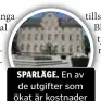  ??  ?? SPARLÄGE. En av de utgifter som ökat är kostnader för kommunhuse­t, Djursholms slott.