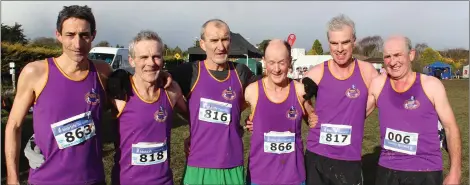  ??  ?? Masters athletes Pádraig Moriarty, David Kehoe, Jim Stafford (Over-55 champion), Ger Maloney, Dave Barron and Pat O’Callaghan.