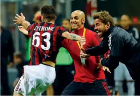  ?? (Reuters) ?? Felicità Patrick Cutrone festeggiat­o dopo il gol partita allo Rijeka