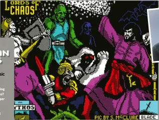  ??  ?? » [ZX Spectrum] Shaun’s Lords Of Chaos screen is a masterclas­s in minimising attribute clash.