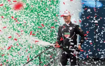  ?? ?? Porsche’s Pascal Wehrlein celebrates after winning the season opener race.