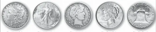  ?? ?? Silver Morgan Dollar 1878-1921 Silver Walking Liberty 1916-1947 Silver Liberty Head 1892-1915 Silver Peace Dollar 1921-1935 Silver Ben Franklin 1948-1963