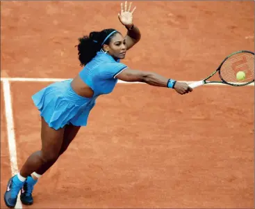  ?? Picture: ALASTAIR GRANT, AP ?? IN A LEAGUE OF HER OWN: Serena Williams eased past Teliana Pereira in Paris yesterday.