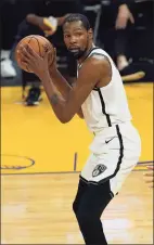  ?? Jeff Chiu / Associated Press ?? Brooklyn Nets forward Kevin Durant during a game against the Golden State Warriors in San Francisco on Feb. 13.