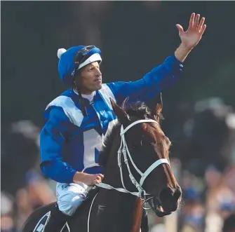  ?? Picture: GETTY IMAGES ?? Hugh Bowman rides Winx to her fairytale finish.