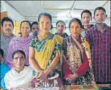  ?? HT ?? Bina Begum (in green) met her family after 12 years at a verificati­on centre.