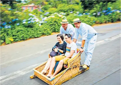  ??  ?? i Basket case: one way of getting from Monte to Livramento is by snowless toboggan. You get a great view of the town from the top of the hill